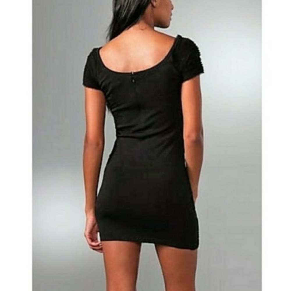 Rag & Bone Silk Raw Hem Layered Black Dress mini x small strechy - Picture 2 of 11